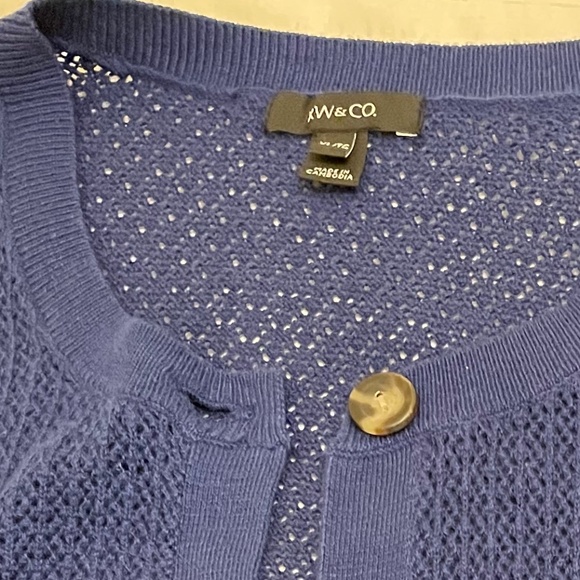 RW&CO Elbow Sleeve Blue Cotton Cardigan Size XL - EUC! - Picture 6 of 7